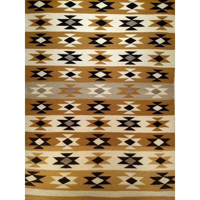 1900 - 1909 Vintage Native American Navajo Chinle Revival Rug, Wool and Cotton, Banded Geometric Pattern, 4x5 For Sale - Image 5 of 9