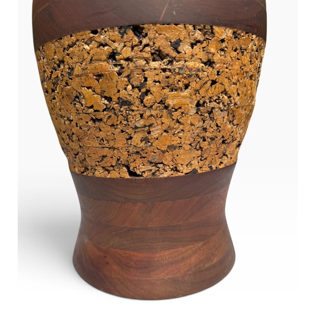 Coffee 1960s Mid-Century Modern Teak & Cork Genie Bottle Style Table Lamp For Sale - Image 8 of 17