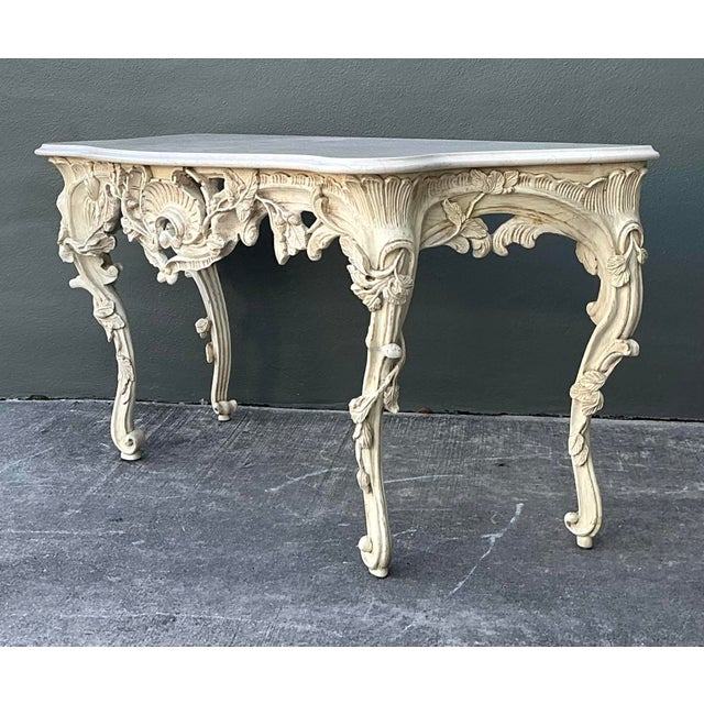 Vintage Louis XVI Stone Top Console Table For Sale - Image 9 of 12