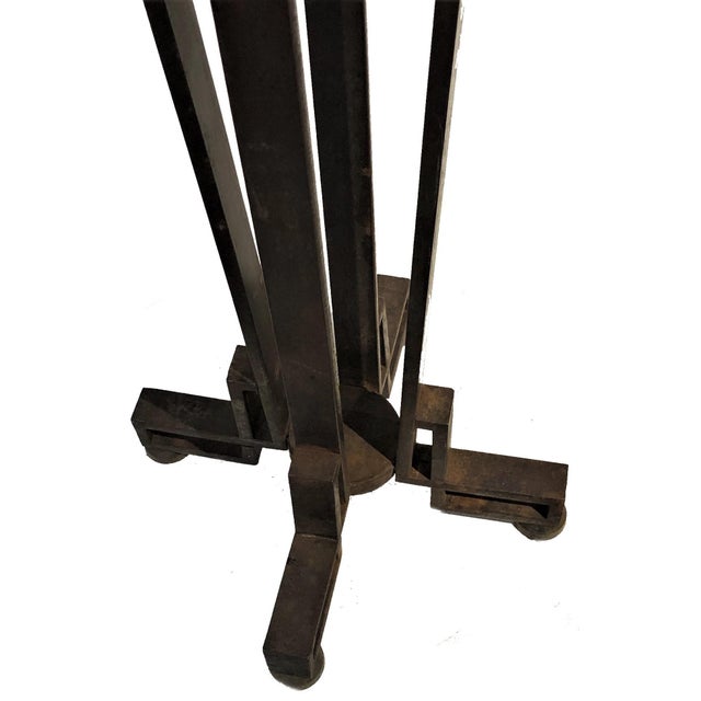 Metal French Art Deco Wrought Iron Pedestal w/ Marble Top, ca. 1920s For Sale - Image 7 of 8
