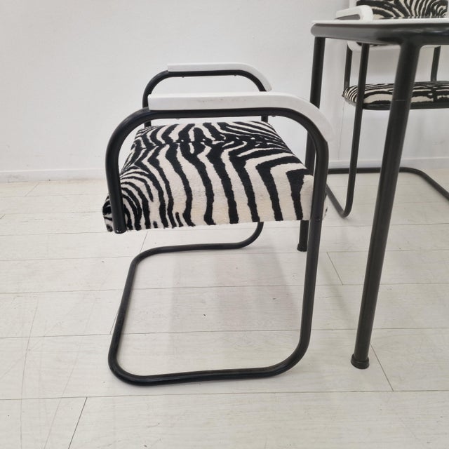 Black Bauhaus-Style Cantilever Dining Set in Steel, 1970s, Set of 4 For Sale - Image 8 of 18
