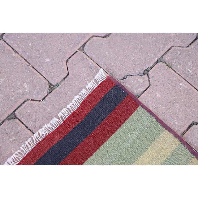 Textile 1970s Turkish Boho Style Striped Colorful Kilim Runner Rug For Sale - Image 7 of 10