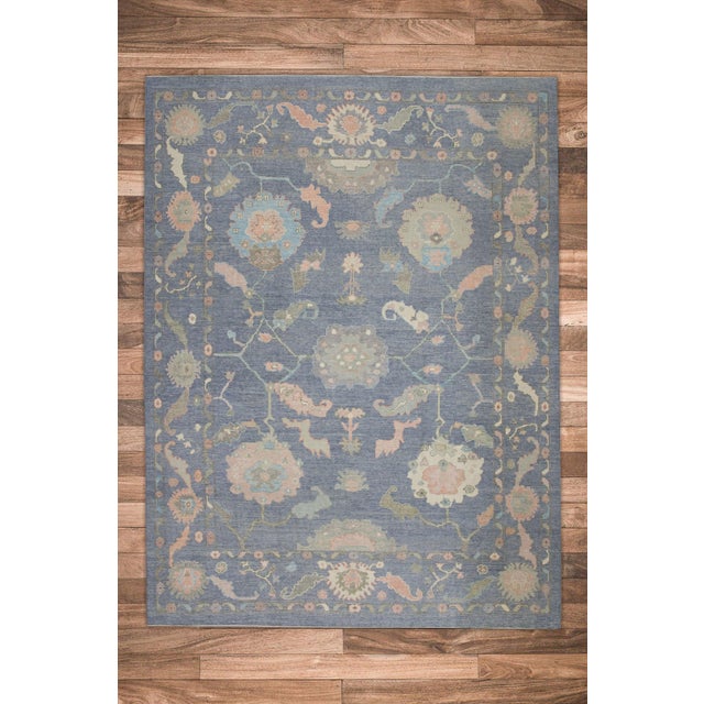 Textile Oriental Hand Knotted Rug Turkish Oushak 9'4" x 12' For Sale - Image 7 of 7