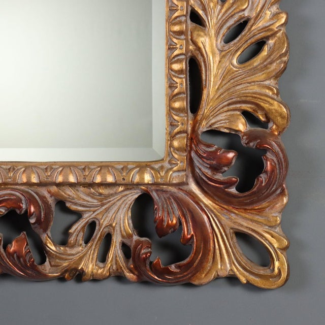 Glass Baroque Style Mirror in Giltwood Frame For Sale - Image 7 of 9