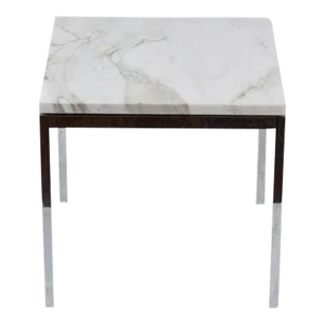 American Knoll-Style Chrome and Marble End Table, Circa 1950