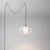 Nova Bloom Swag Lamp, Weathered Brass Steel, Sphere White Satin Shade, Dimmable For Sale - Image 4 of 6