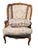Late 20th Century Late 20th Century French Provincial Louis XV Style Carved Wingback Bergère Chair in Damask For Sale - Image 5 of 12