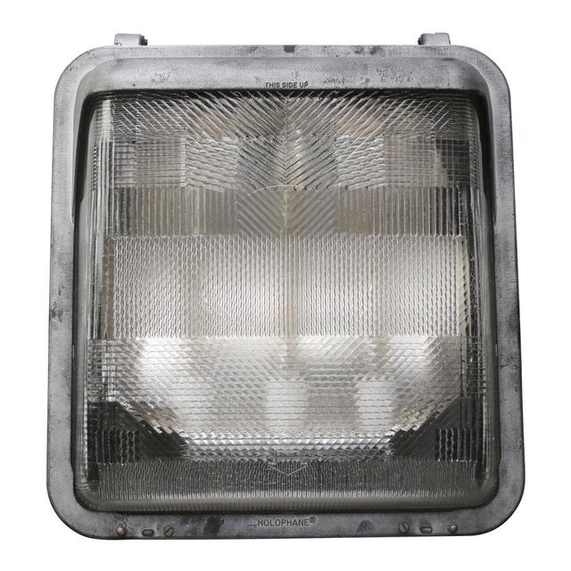 Holophane Vintage Industrial French Grey Cast Cut Glass Wall Light by Holophane For Sale - Image 4 of 8