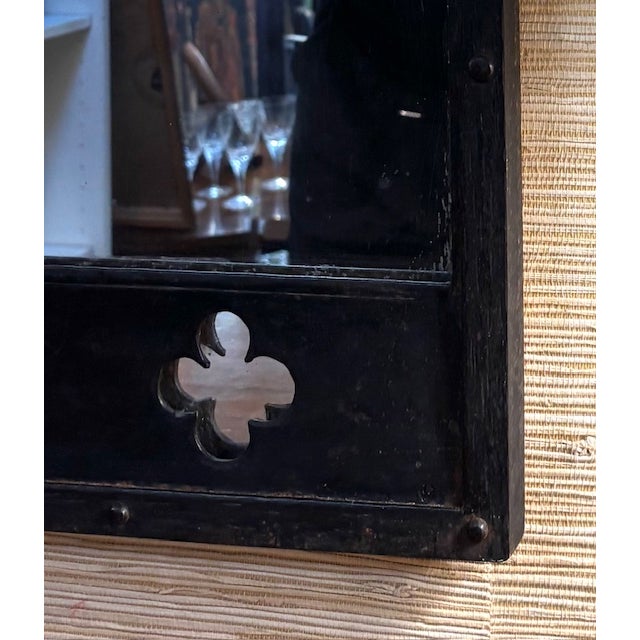 Early Black Metal, Iron Mirror Hanging From a Heavy Chain For Sale - Image 4 of 6