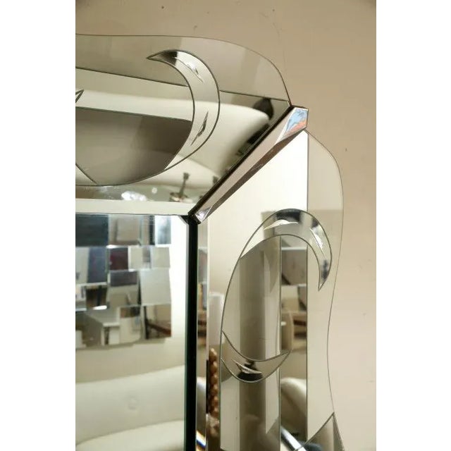 Vintage Hollywood Regency Etched Silver Mirror, 1940's For Sale - Image 4 of 10