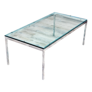 Vintage Chrome and Glass Top Coffee Table