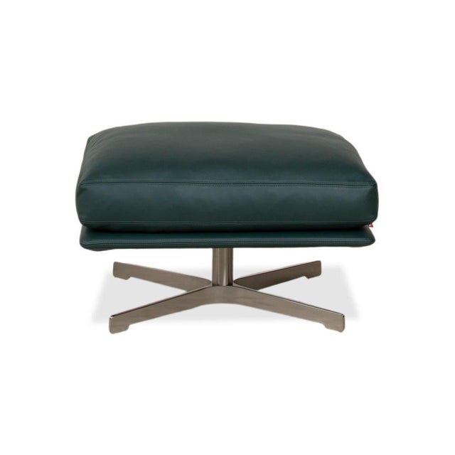 Set of Green Leather Boss Armchair and Ottoman with Manual Function from Flexform For Sale - Image 18 of 18