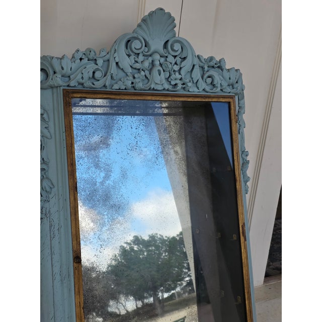 Painted Mirror Back Hanging Wall Vitrine Display Cabinet For Sale - Image 12 of 18
