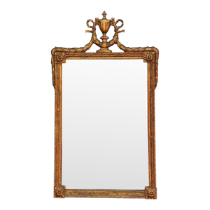 1950s French Neo-Classical Louis XVI Style Carved Giltwood Wall Mirror