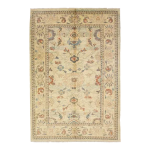 Tan Modern Sultanabad Handmade Floral Motif Wool Rug