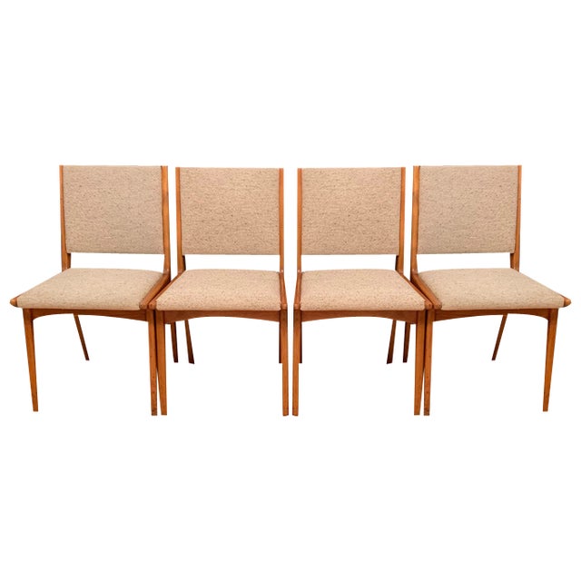 Vintage Swedish Cane Back Chairs by Jens Risom for JO Carlssons, 1950s, Set of 4 For Sale