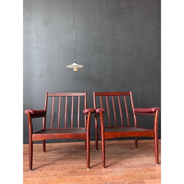 1960s Pair of Swedish Mid-Century Modern Teak Lounge Chairs by Göte Möbler, Original Leather For Sale - Image 6 of 12