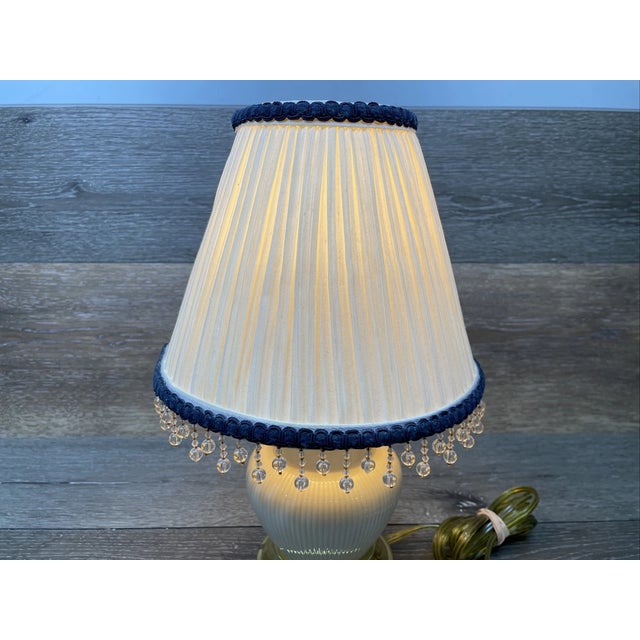 Mid-Century Modern Vintage Mid-Century Modern Porcelain & Brass Table Lamp For Sale - Image 3 of 6