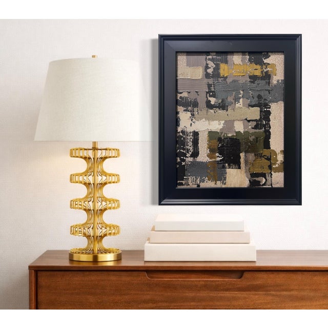 This original mixed-media abstract painting by J. Kent Martin is inspired by aerial views of farmland and the ordered...