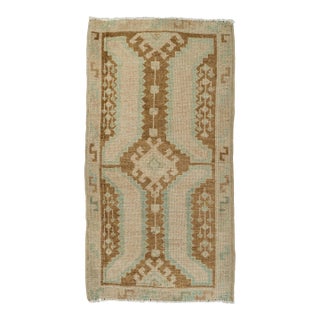 Turkish Mini Rug Oriental Hand Knotted Vintage Rug 1'7" x 3' #21037 For Sale