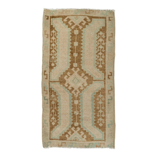 Turkish Mini Rug Oriental Hand Knotted Vintage Rug 1'7" x 3' #21037 For Sale