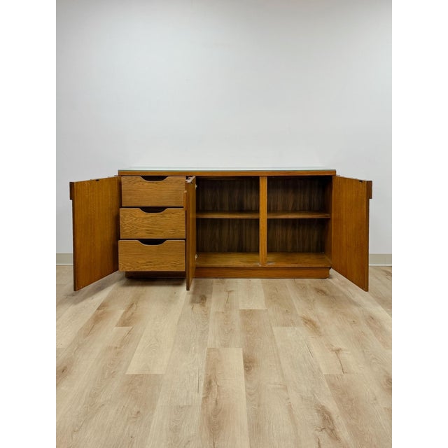 Vintage Buffet Lane Staccato Brutalist MCM Sideboard Collectible Glass Top For Sale - Image 12 of 17