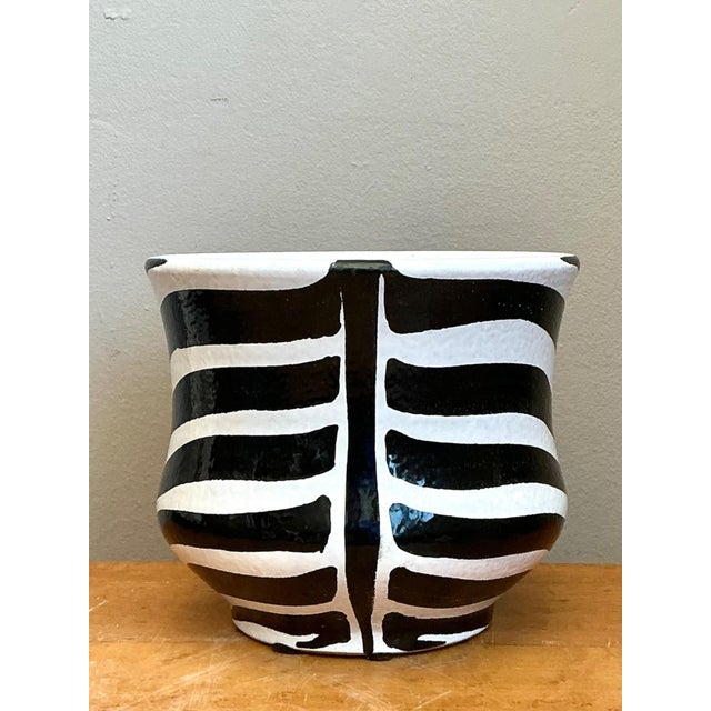 Vintage Italian Zebra Striped Cache Pot For Sale - Image 12 of 13