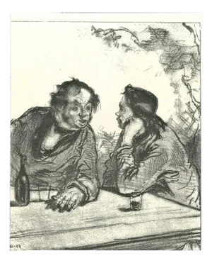Paul Gavarni, The Conversation, Original Lithograph, 1881