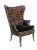 1950s Vintage Black Leather Wingback Accent Chair For Sale - Image 4 of 12
