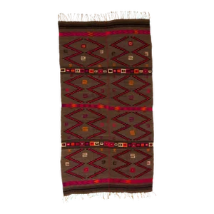 1950s Mexican Hand Woven Colourful Wool Mixtec Serape Blanket