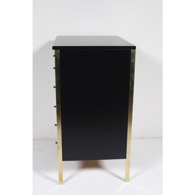 Wood Paul McCobb for Directional Black Eight Drawer Chest with Brass Leg Posts For Sale - Image 7 of 12