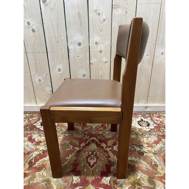 Chairs with Leather Chairs in the style of Regain, Set of 6 For Sale - Image 3 of 7