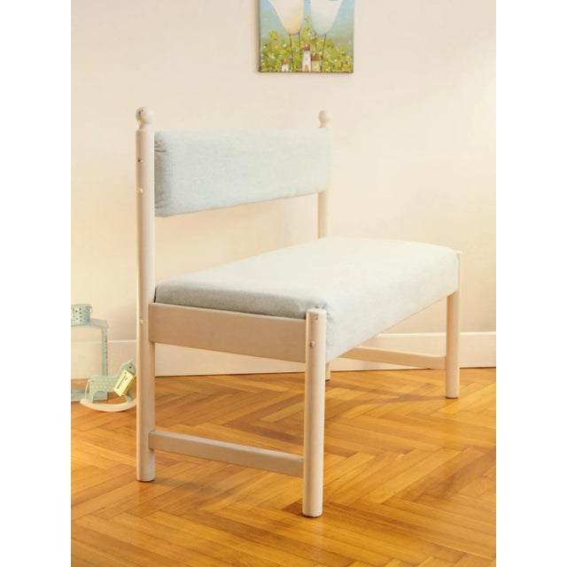 Lovely ivory beech wood frame bench dressed into fabric by gancedo 49%pl 29%co 15%li 7%vi, martingale 25000 k color is...