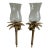 Hollywood Regency Modern Palm Tree Form Candle Wall Sconces With Glass Shades For Sale