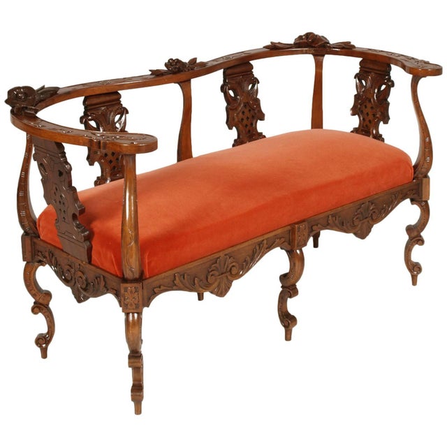 Two-Seat Carved Sofa by Testolini & Salviati, 1870s, in Very Good conditions. Designed before 1890