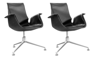 FK6727 Tulip Chairs in Black Leather by Preben Fabricius & Jørgen Kastholm for Kill International, 1960s, Set of 2