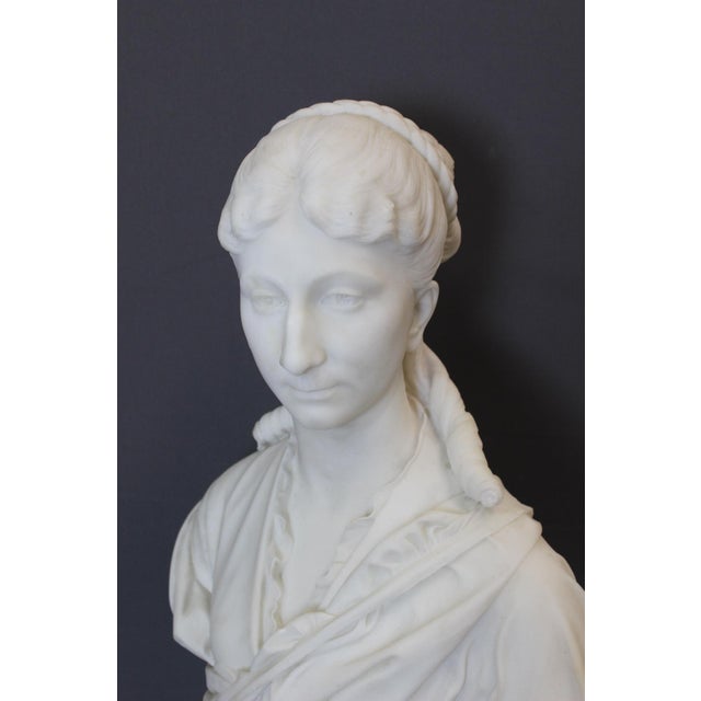 H. F. Iselin, Bust of a Woman, 1873, Carrara Marble For Sale - Image 9 of 17