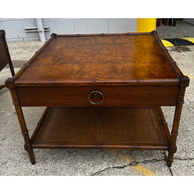 MCM Drexel Heritage Grand Tour Bamboo-Motif Side Table For Sale - Image 9 of 12