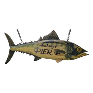 Anthony's Pier 4 Carved Trade Sign For Sale