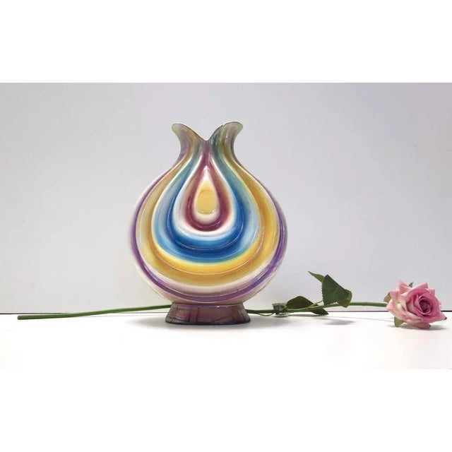 Mid-Century Modern Vintage Ceramic Vase with Iridescent Colors attributed to Italo Casini, Italy, 1950s For Sale - Image 3 of 13