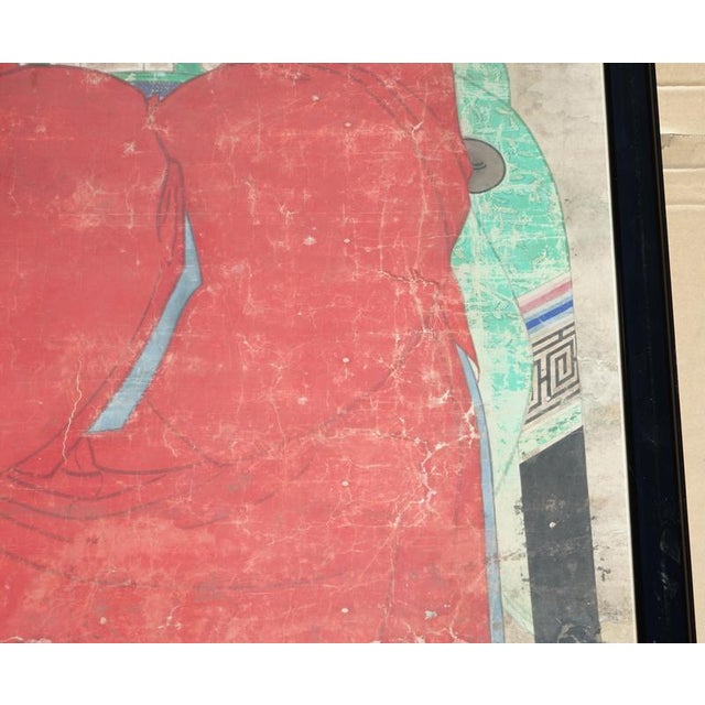 Paper Highly Collectable Antique 1860 Chinese Ancestral Portrait in Museum Frame For Sale - Image 7 of 14