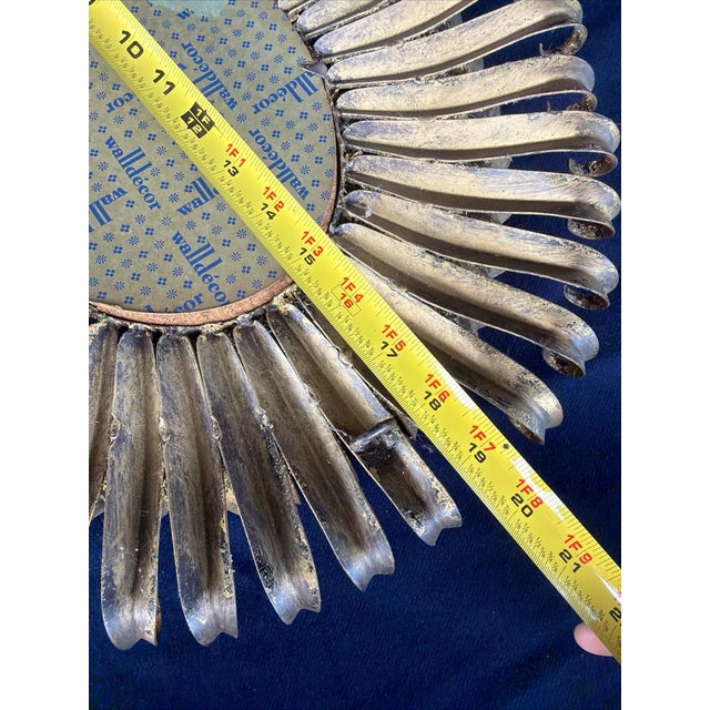 Mid-Century Modern 1960’s Italian Gilt Metal Mirror | Mid-Century Modern Tole Sunburst For Sale - Image 3 of 9