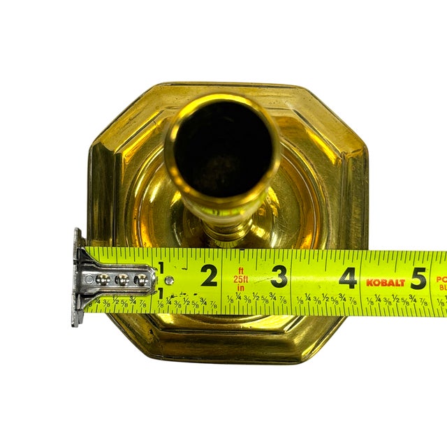 Single Diminutive Early 18th C. Queen Anne Octagonal English Brass Taperstick | Candlestick For Sale - Image 16 of 17