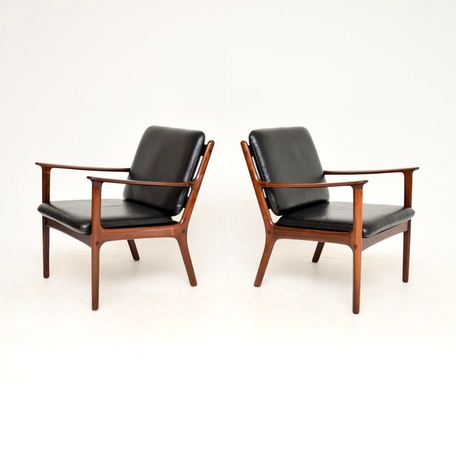 A stunning pair of vintage Danish armchairs by Ole Wanscher. They were made by P. Jeppesen, they date from the 1960’s. The...