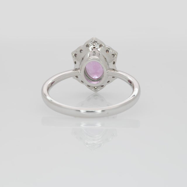 Metal Pink Sapphire Ring With Earth Mined Diamonds: Solid 14k Gold, Size 6.75 For Sale - Image 7 of 8