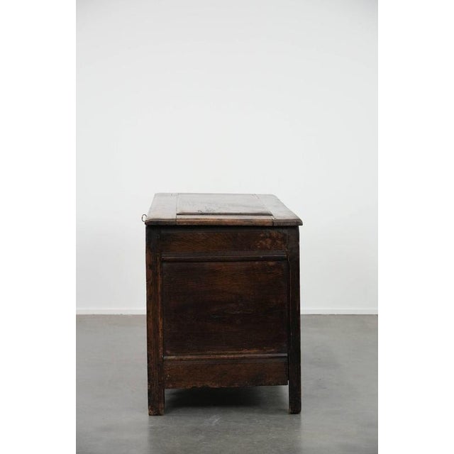 Large Antique English Panelled Oak Chest, 18th Century For Sale - Image 6 of 16