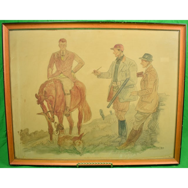 Hunters & Hound Watercolour & Ink on Paper '1937 by Paul Desmond Brown For Sale In New York - Image 6 of 7