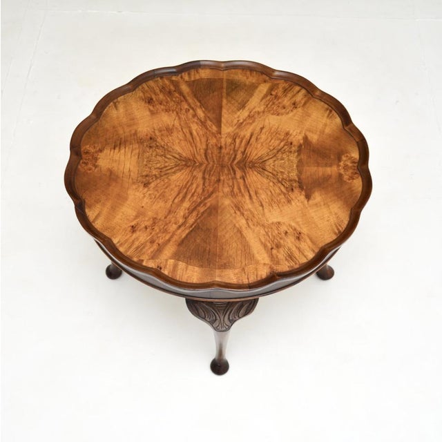 Pie Crust Coffee Table in Figured Walnut, 1920s For Sale - Image 4 of 6