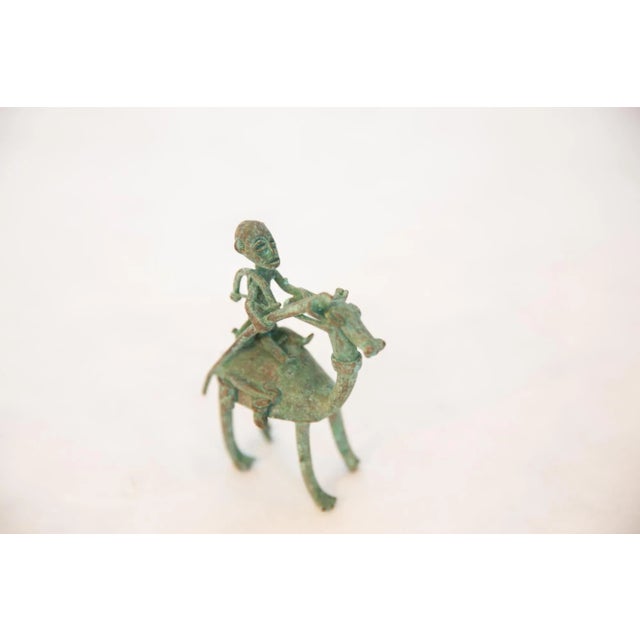 Vintage African Oxidized Copper Person Riding Animal For Sale - Image 4 of 8