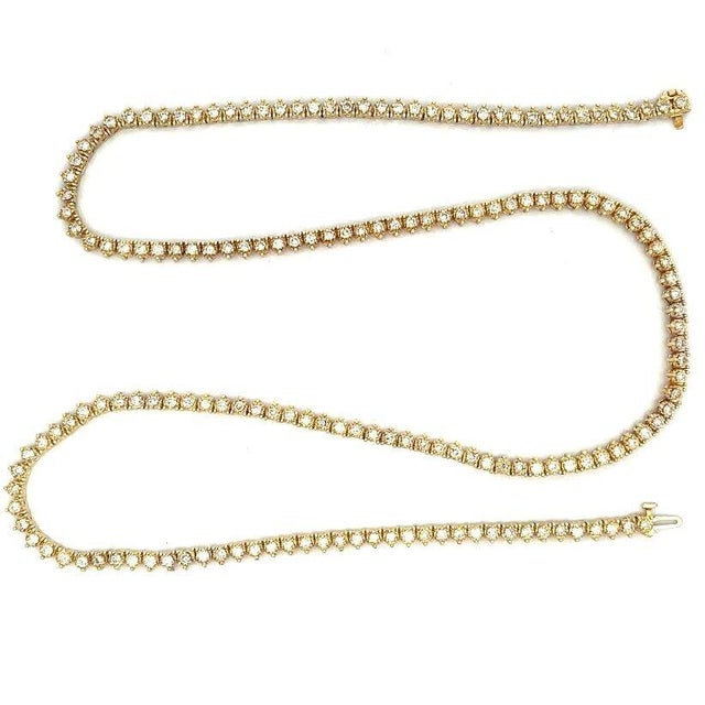 Late 20th Century Diamond Tennis Necklace 10k Yellow Gold 25" Long 7ct For Sale - Image 5 of 8
